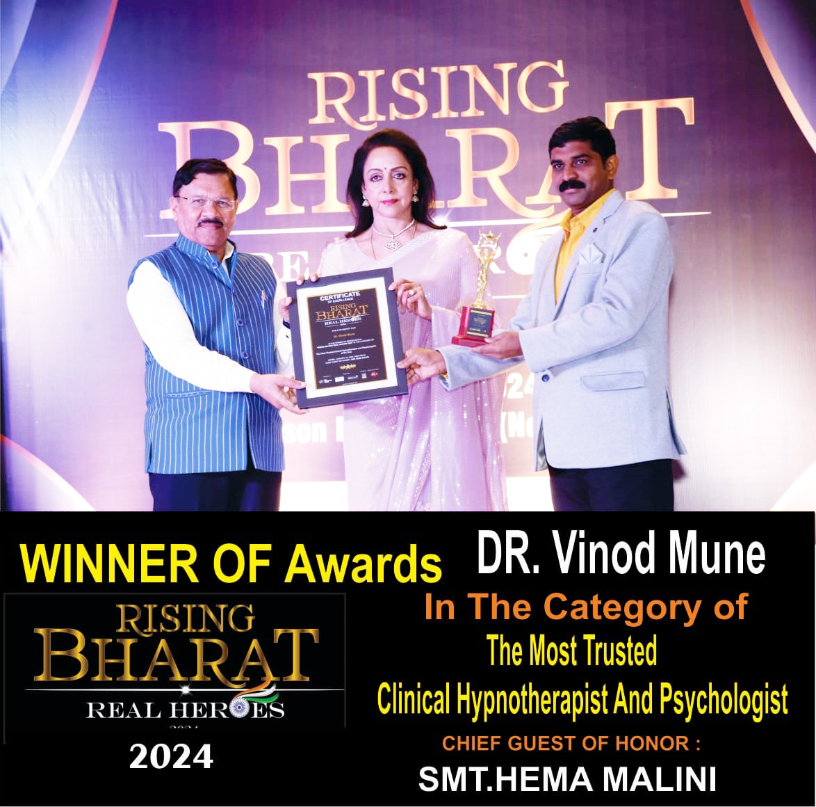 Bharat Award Vinod Mune By Hema Malini