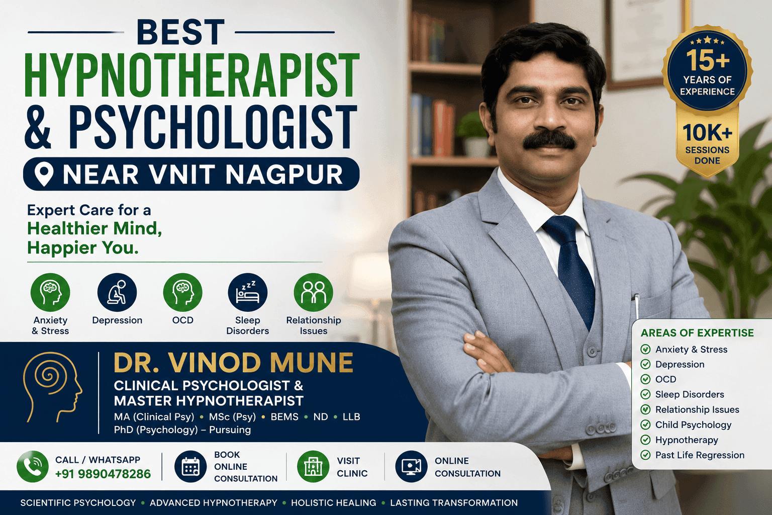 Best Hypnotherapist and Psychologist near VNIT Nagpur